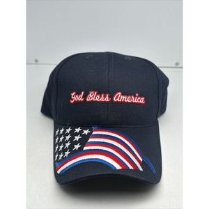 God Bless America Hat Cap Adjustable Red Blue White Valley Broom Casual Men New
